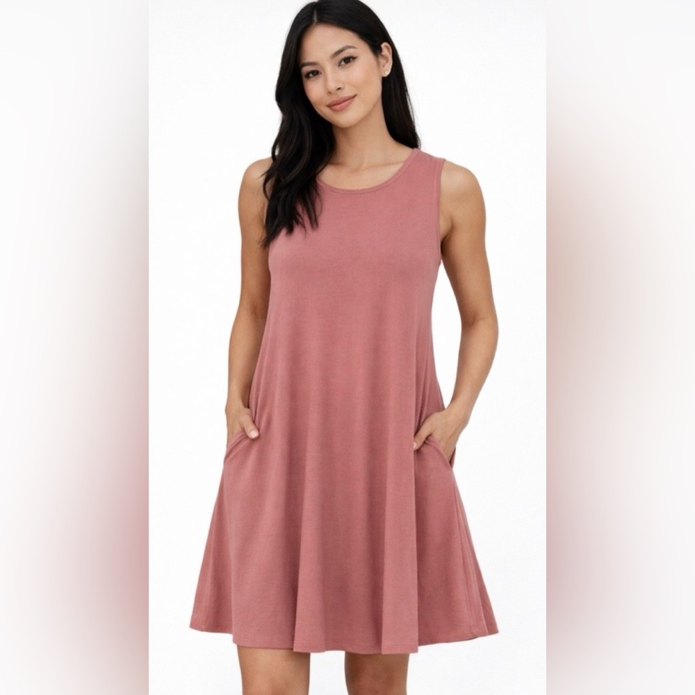 NWT Zenana Super Soft Tank Dress with Pockets SZ M